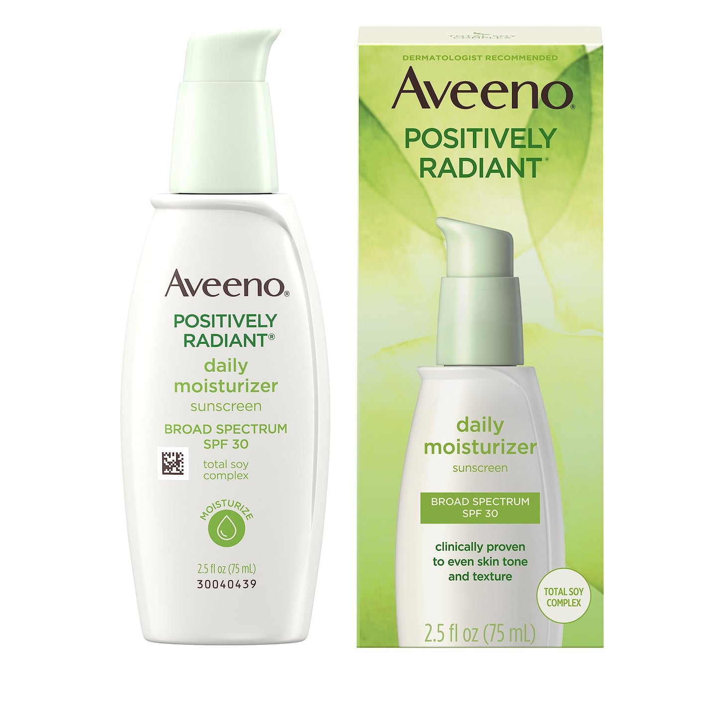 Aveeno Active Naturals Positively Radiant Daily Moisturizer SPF-30, UVA/UVB Sunscreen, 2.5-Ounce Bottles (Pack of 2)