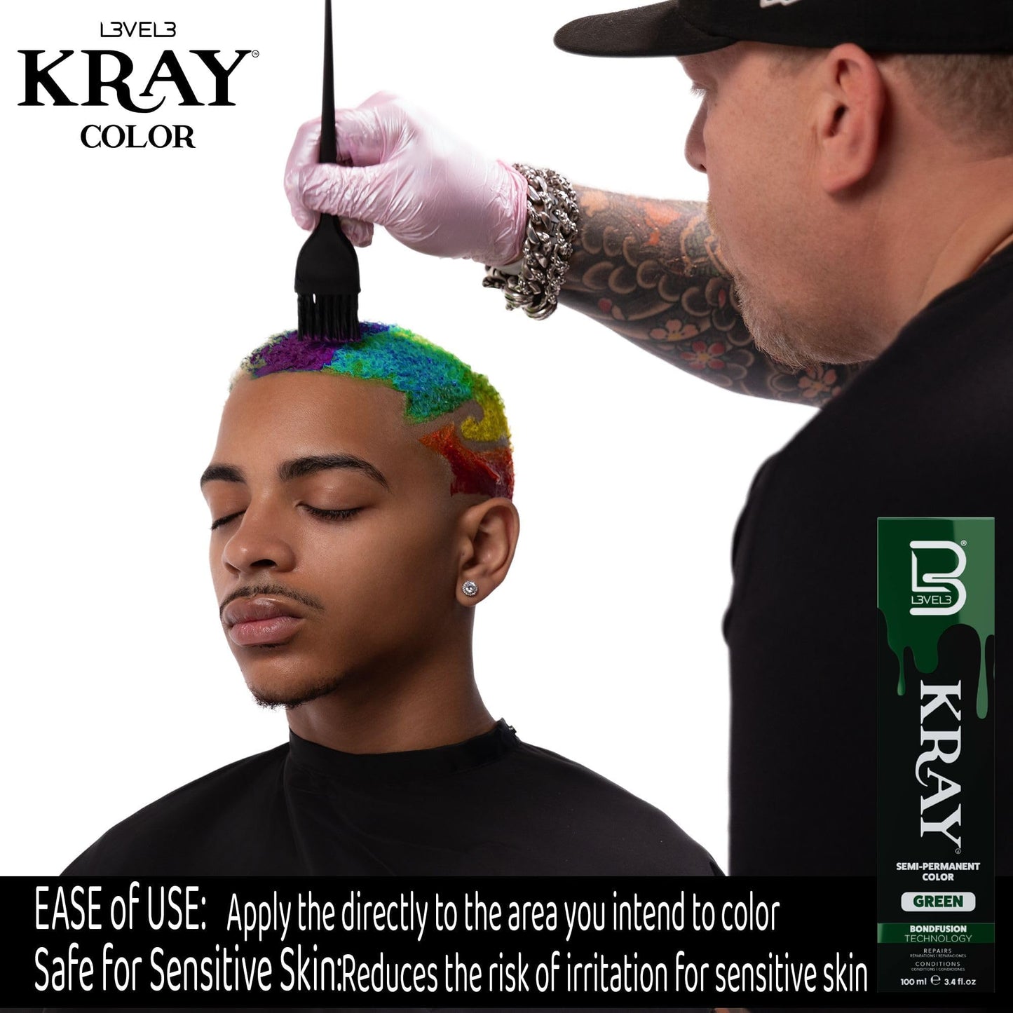 L3 - Level 3 Kray Semi Permanent Hair Color - Semi Permanent Hair Dye with Aloe Vera - Light Blue