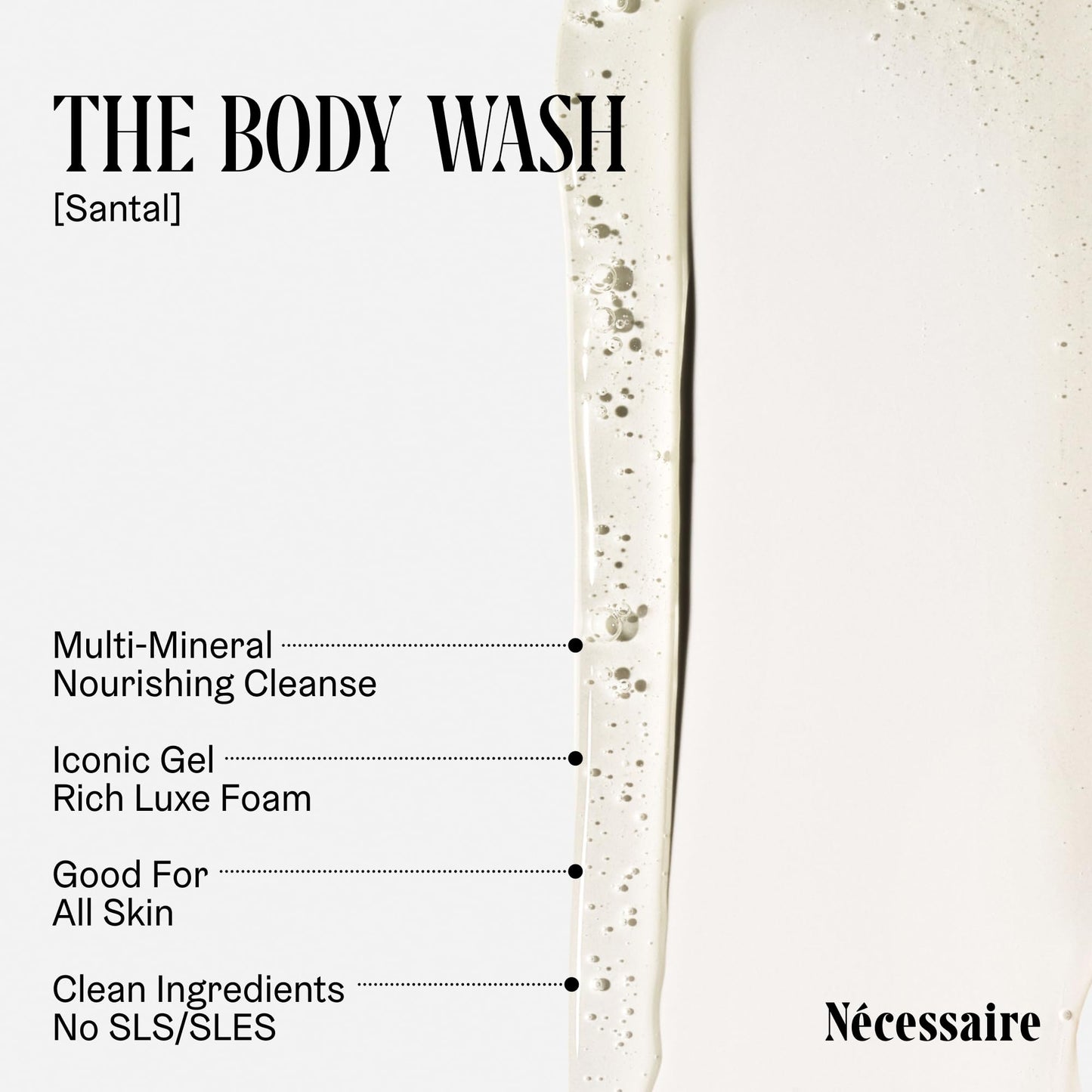 Nécessaire The Body Wash Santal - Natural Body Wash for Women & Men, Therapeutic Shower Gel with Epsom Salt + Minerals. Gel Cleanse, 8.4 fl oz.