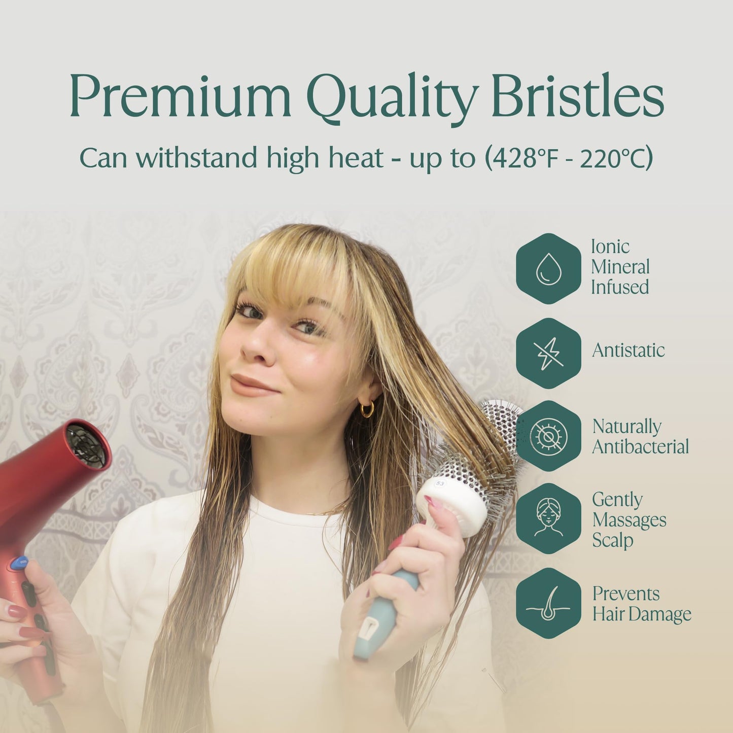 Professional Round Brush for Blow Drying - Large Ceramic Ion Thermal Barrel Brush for Sleek, Precise Heat Styling and Maximum Volume - Lightweight Beauty and Personal Care Osensia
