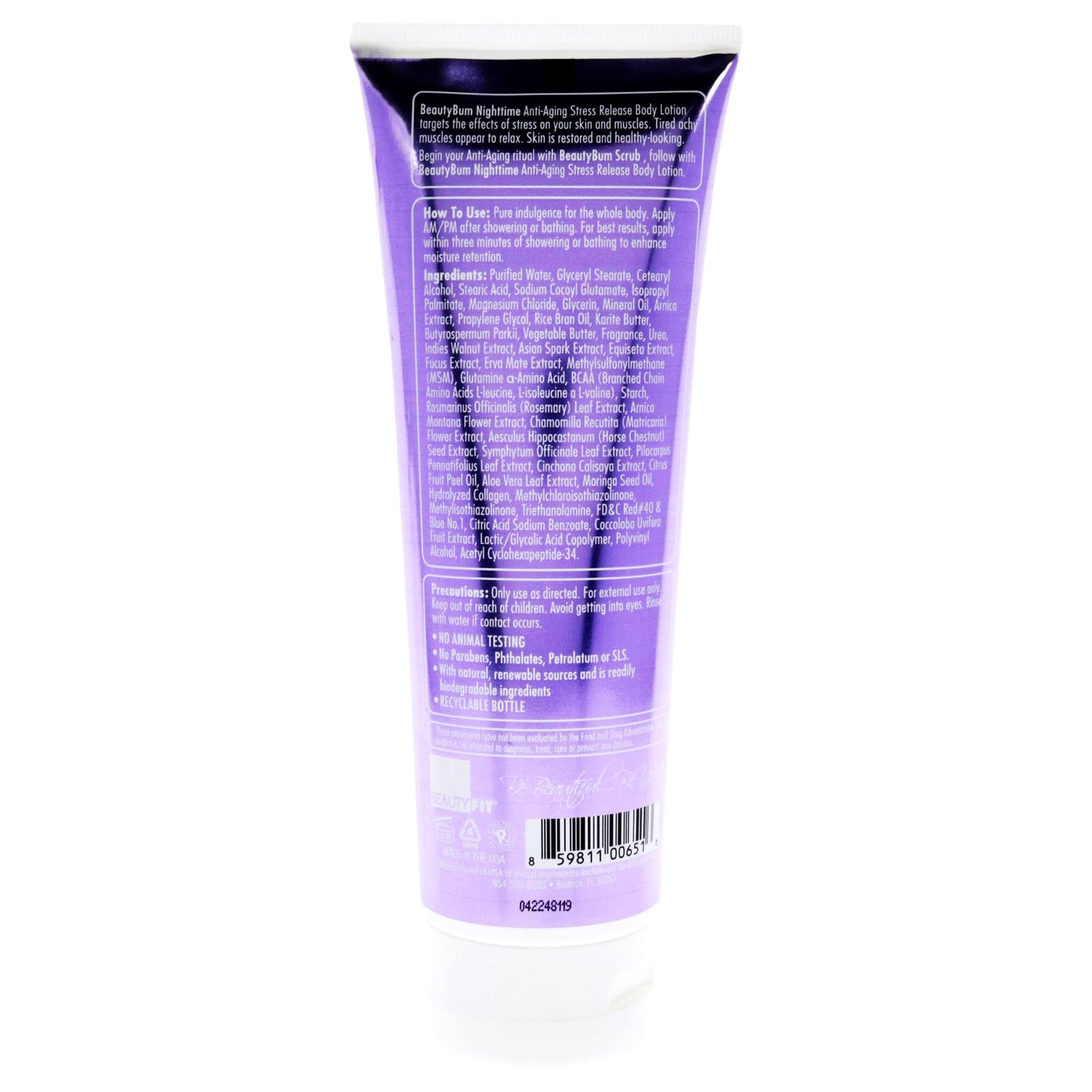 BeautyFit BeautyBum Nighttime Anti-Aging Stress Release Body Lotion - Helps with Muscle Recovery - Moisturizes and Smoothes Skin - Minimizes Dimples