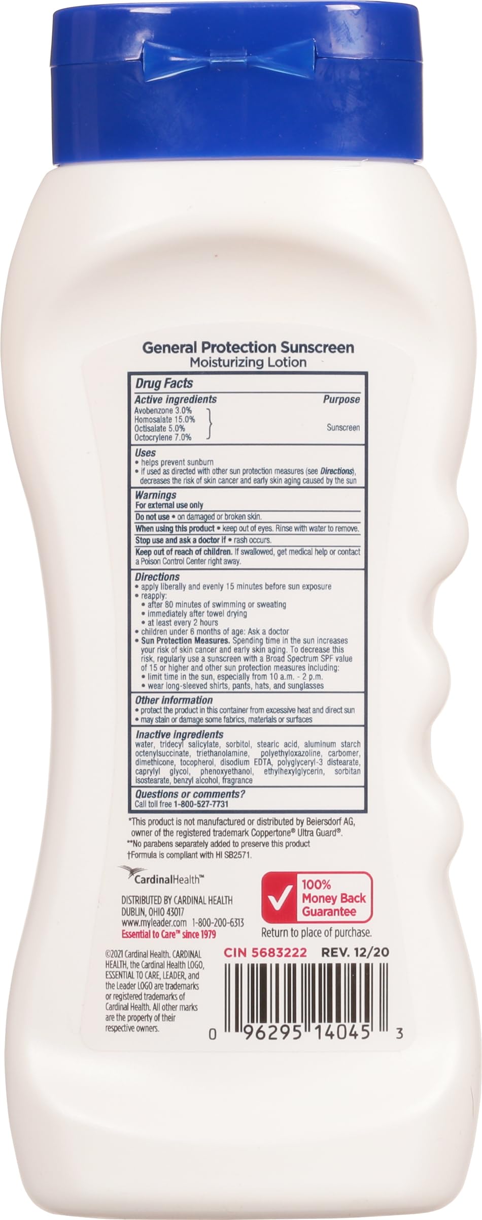 LEADER Sunscreen General Protection Moisturizing Lotion, Broad Spectrum, SPF 50, Water Resistant (80 mins), Reef Friendly Formula, Octinoxate