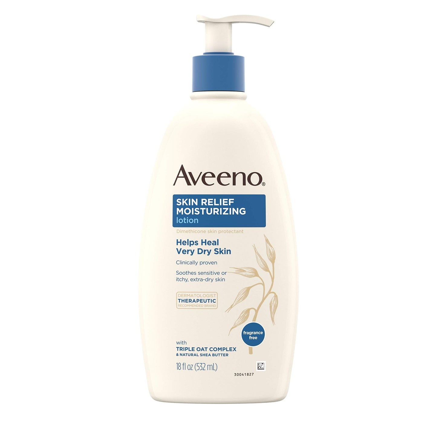 Aveeno Skin Relief Fragrance-Free Moisturizing Lotion for Sensitive Skin, with Natural Shea Butter & Triple Oat Complex, Unscented Therapeutic Body