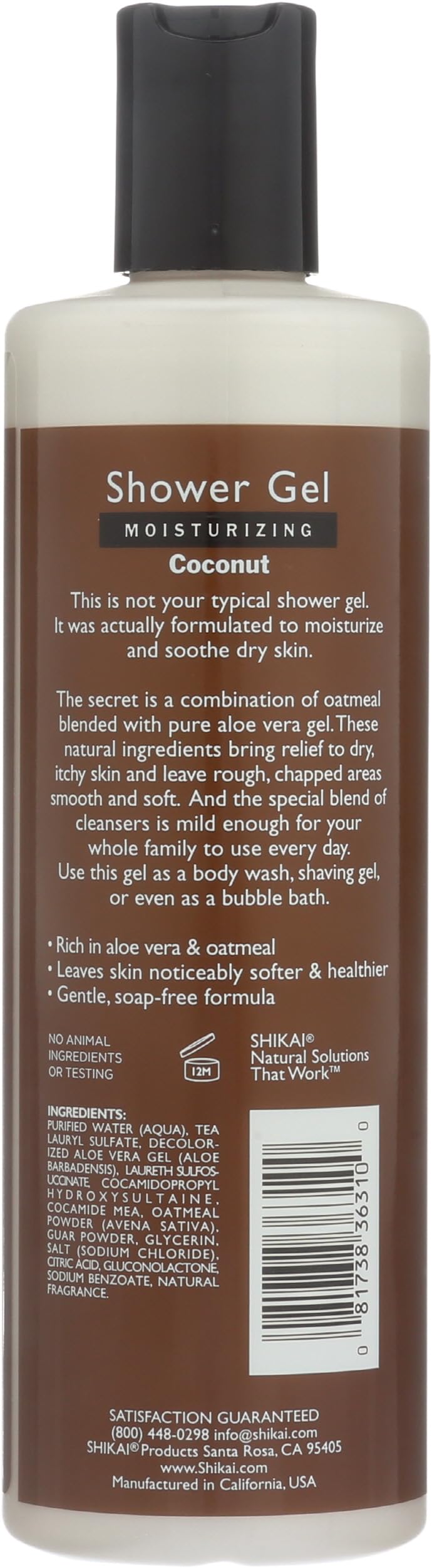 Shikai All Natural Moisturizing Shower Gel, Coconut - 12 Oz