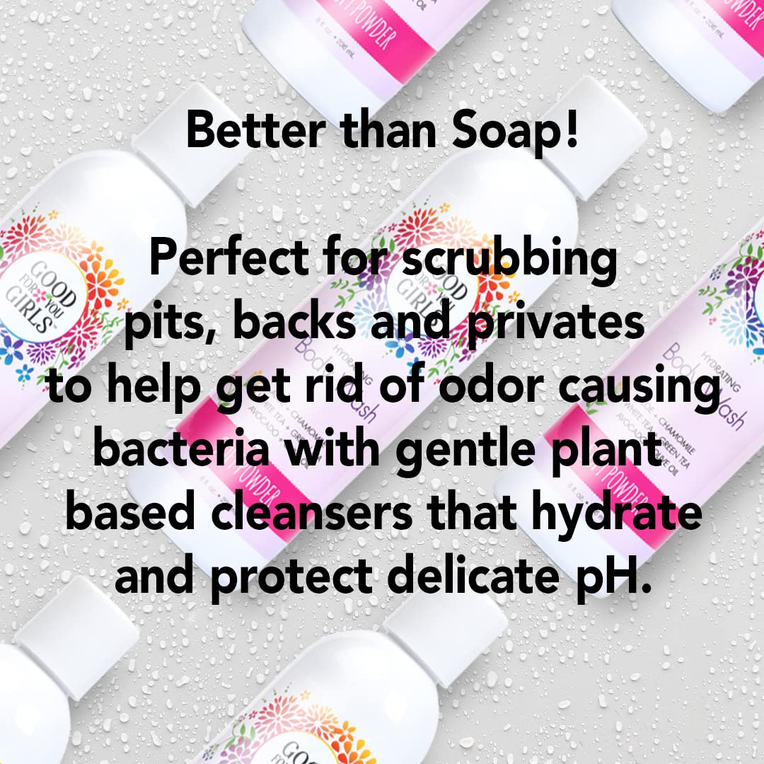 Good For You Girls Natural Body Wash with Aloe, Avocado & Jojoba Oils,Shower Gel Body Wash for Girls to Adults, Vegan and Paraben Free, Powder Scent