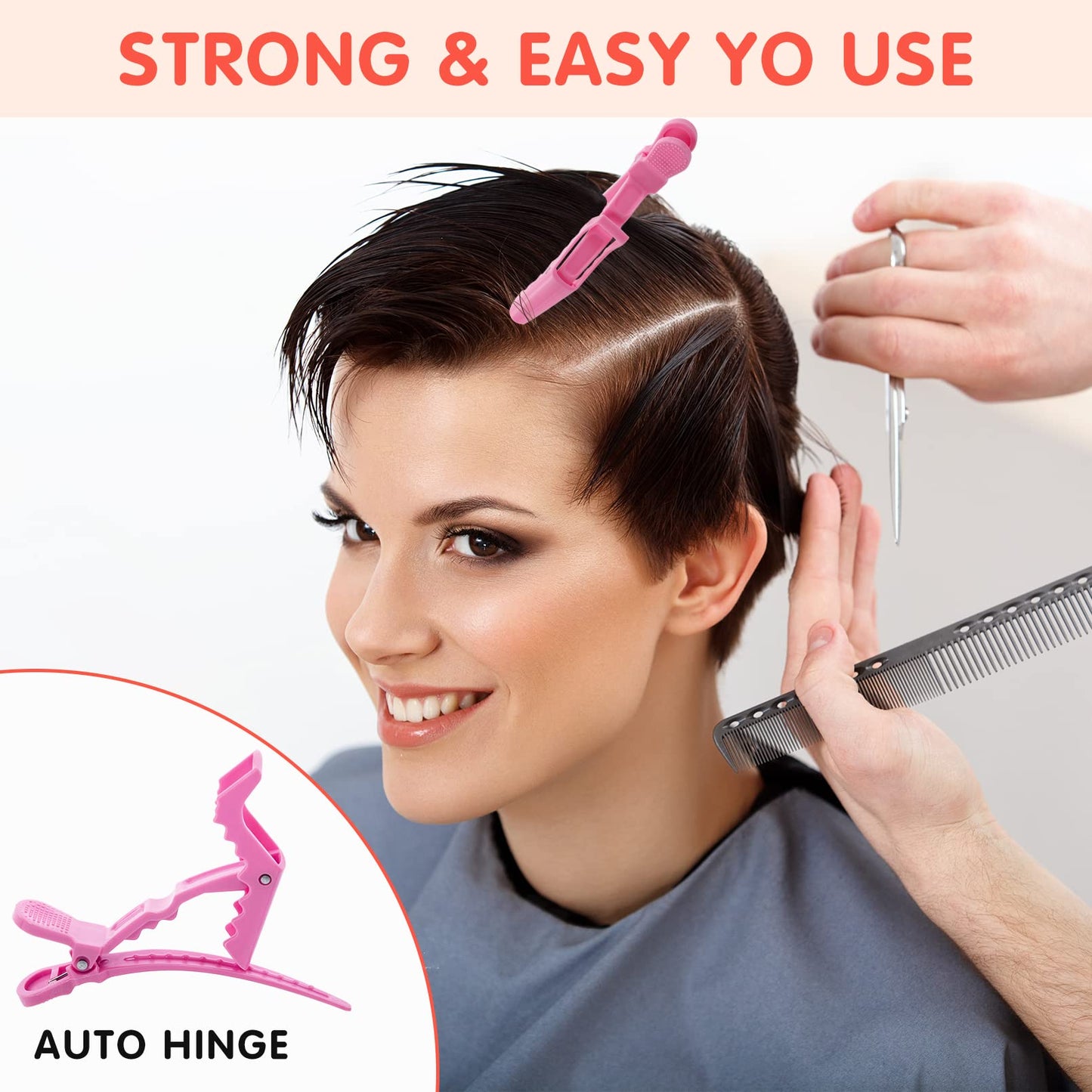 Kipeber 30 Pcs Plastic Alligator Hair Clips, Pink Hair Clips for Styling Sectioning, Professional Hair Styling Clips for Women with Wide Teeth