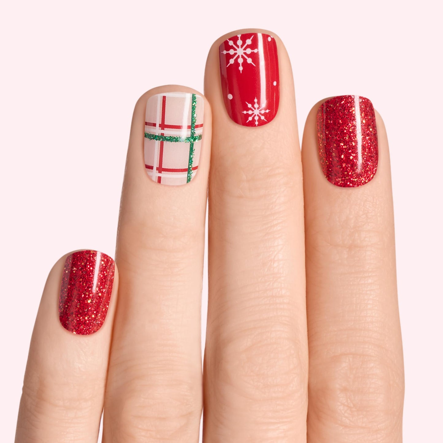 Dashing Diva Glaze Nail Strip Set - Plaid About You - Long Lasting, Chip Resistant, Semi-Cured Gel Nail Strips - Holiday Gel Set - 4-Piece Manicure Beauty & Personal Care Dashing Diva