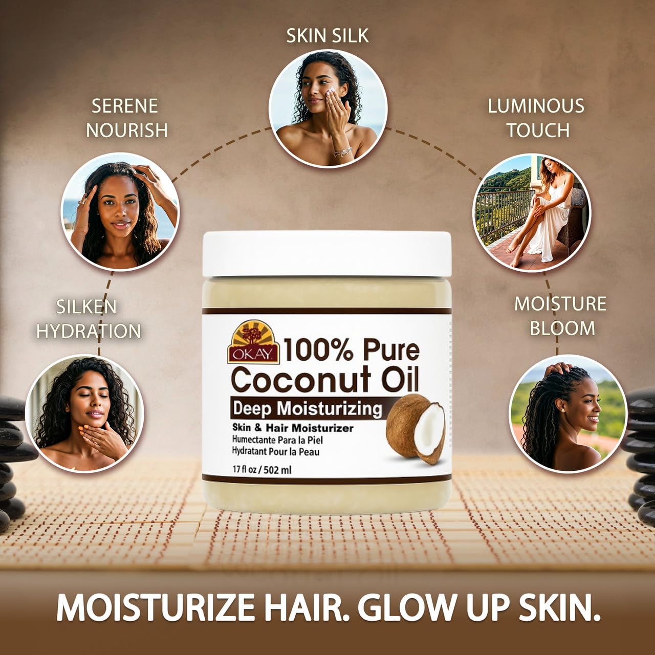 Okay All Natural Coconut Oil Deep Moisturizer for Unisex - 17 oz Oil