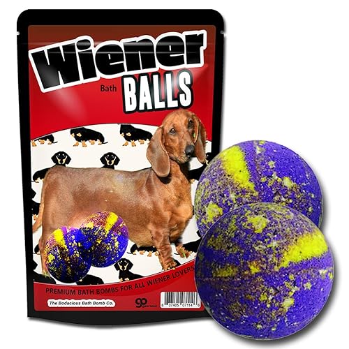 Wiener Balls Bath Bombs Funny Dachshund Gags for Dog Lovers XL Wiener Bombs Huge Bath Fizzers Weird Wiener Dog Bath Gags Jokes Weenie Dog Gags Funny…