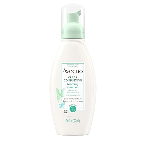 Aveeno Clear Complexion Foaming Oil-Free Facial Cleanser with Salicylic Acid for Breakout Prone Skin, Face Wash with Soy Extracts, Hypoallergenic