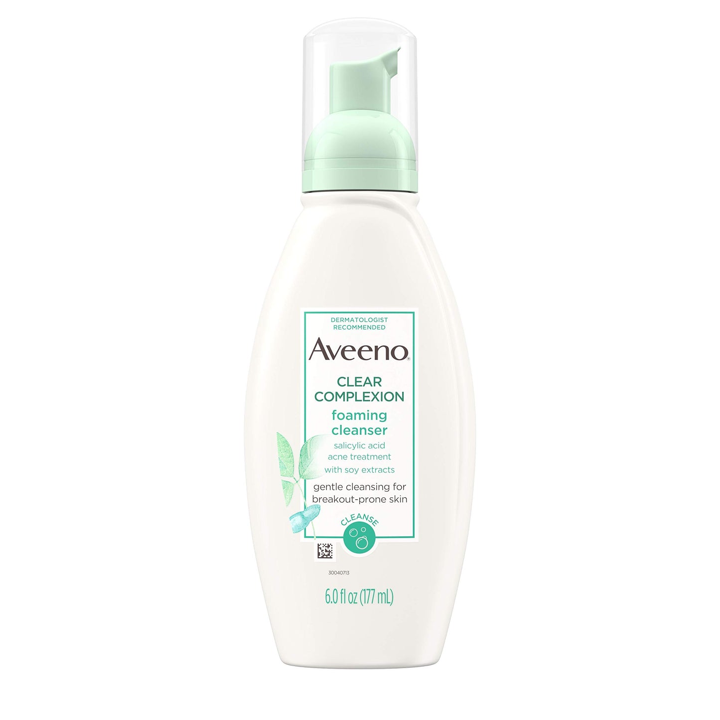 Aveeno Clear Complexion Foaming Oil-Free Facial Cleanser with Salicylic Acid for Breakout Prone Skin, Face Wash with Soy Extracts, Hypoallergenic