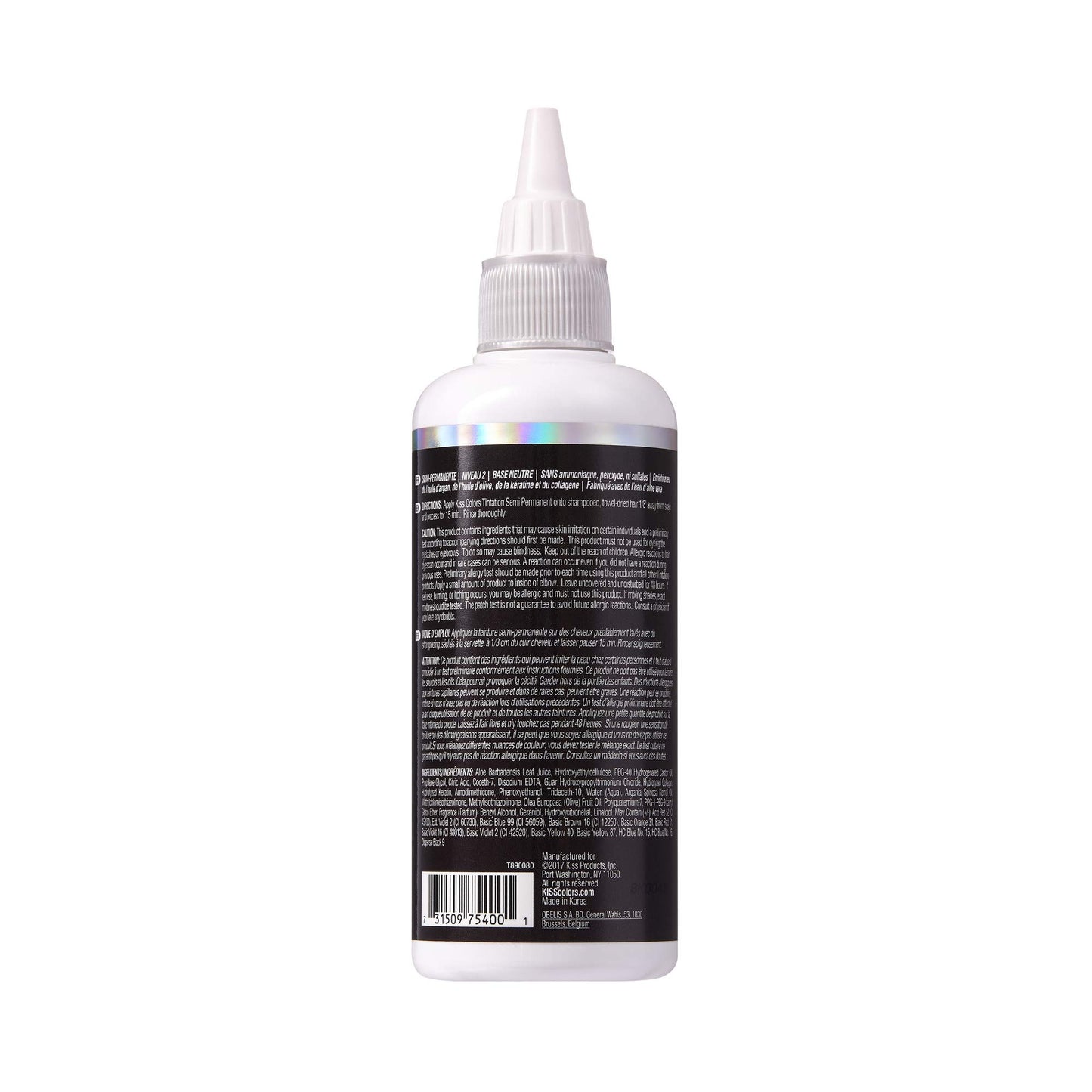 Red by Kiss Tintation Semi-Permanent Hair Color, Aloe Vera Water Based, Argan Oil, Olive Oil, Collagen & Keratin, Long-Lasting Color Dye (Darkest
