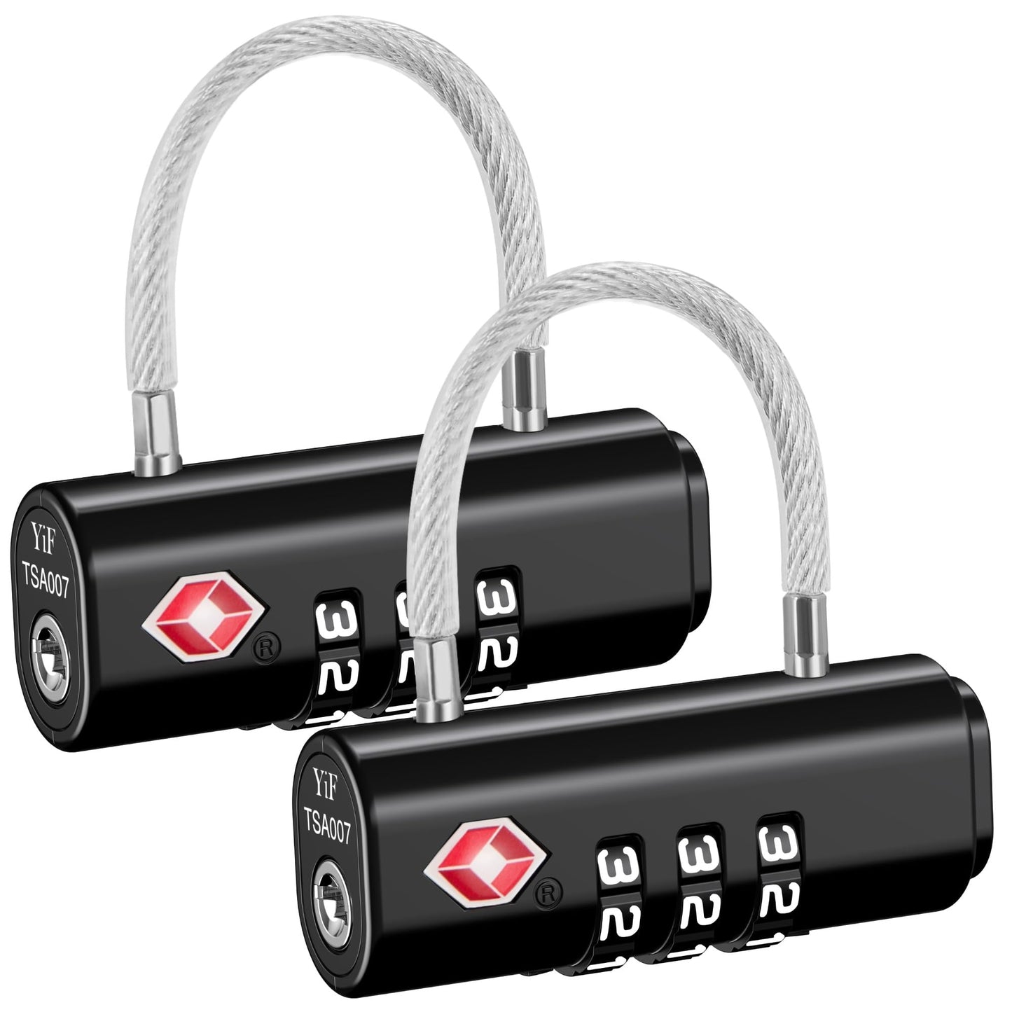 Puroma TSA Approved Luggage Locks 2 Pack – Black Resettable Combination Travel Padlocks for Suitcases, Backpacks, Gym Lockers & Bags