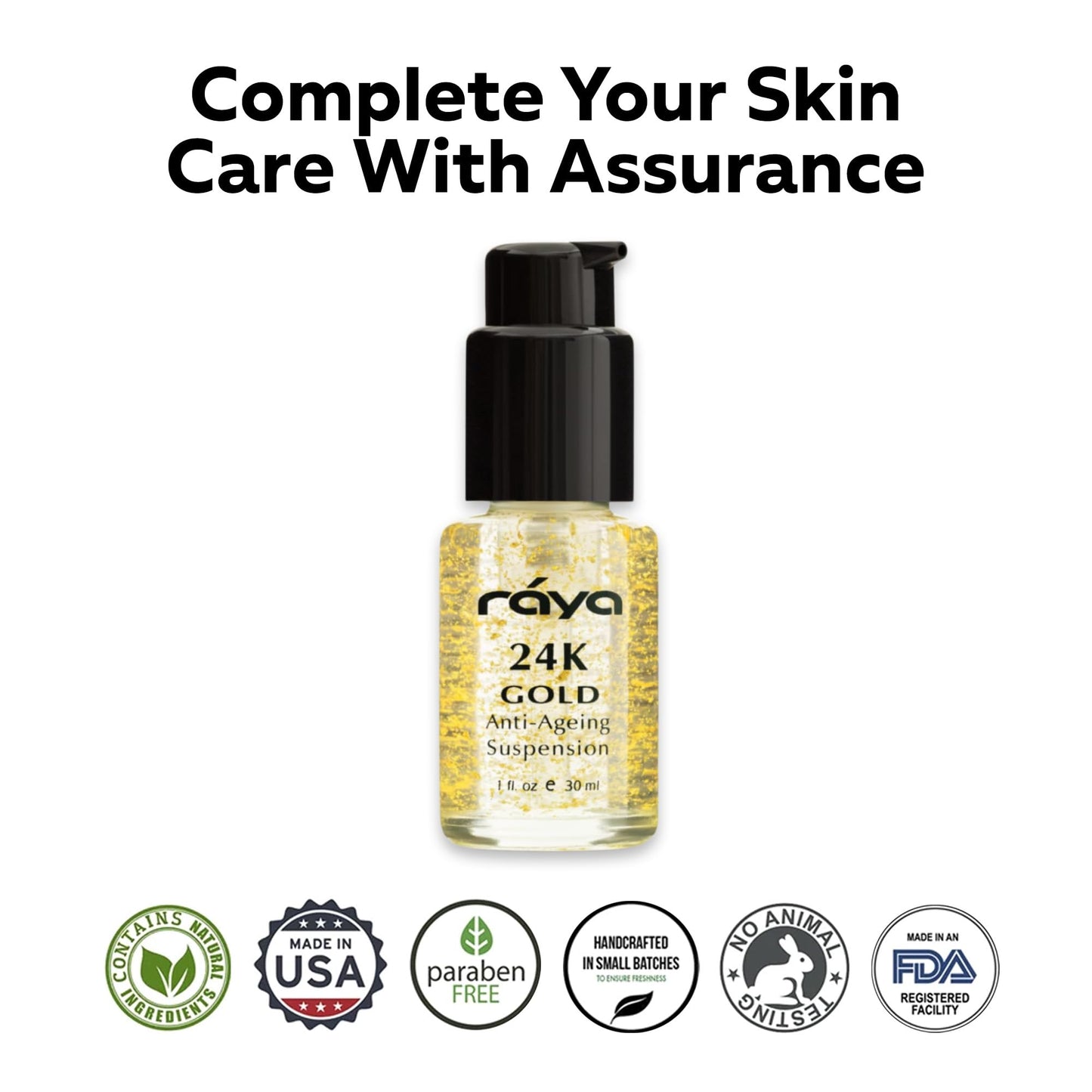 RAYA 24K Gold Anti-Aging Suspension (510) | Anti-Aging Facial Treatment Serum for All Skin Types | Made with Pure 24 Karat Gold | Softens and Helps