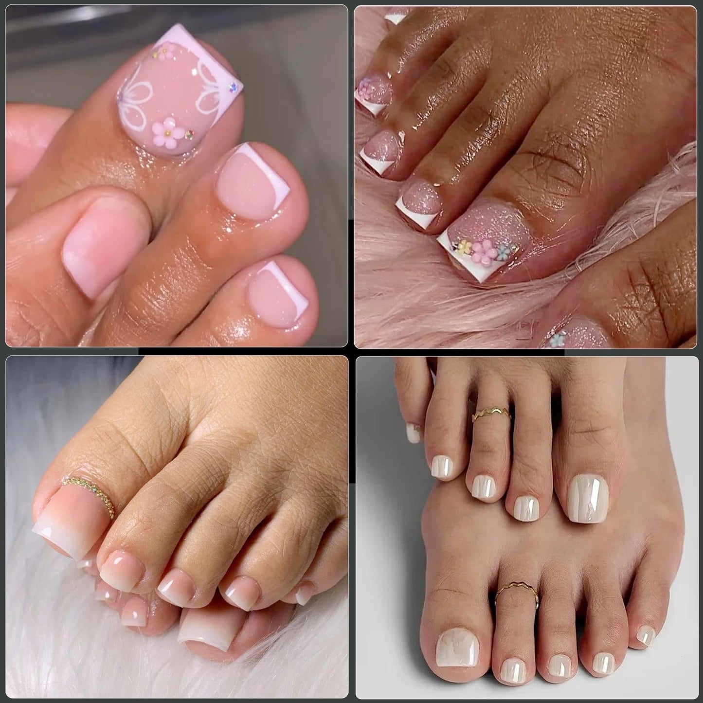 Cycullinyt 550pcs Square Soft Gel Toe Nail Tips, 11 Sizes Square Toenails Full Cover Acrylic Press on False Nail Tips No Trace for Beginners