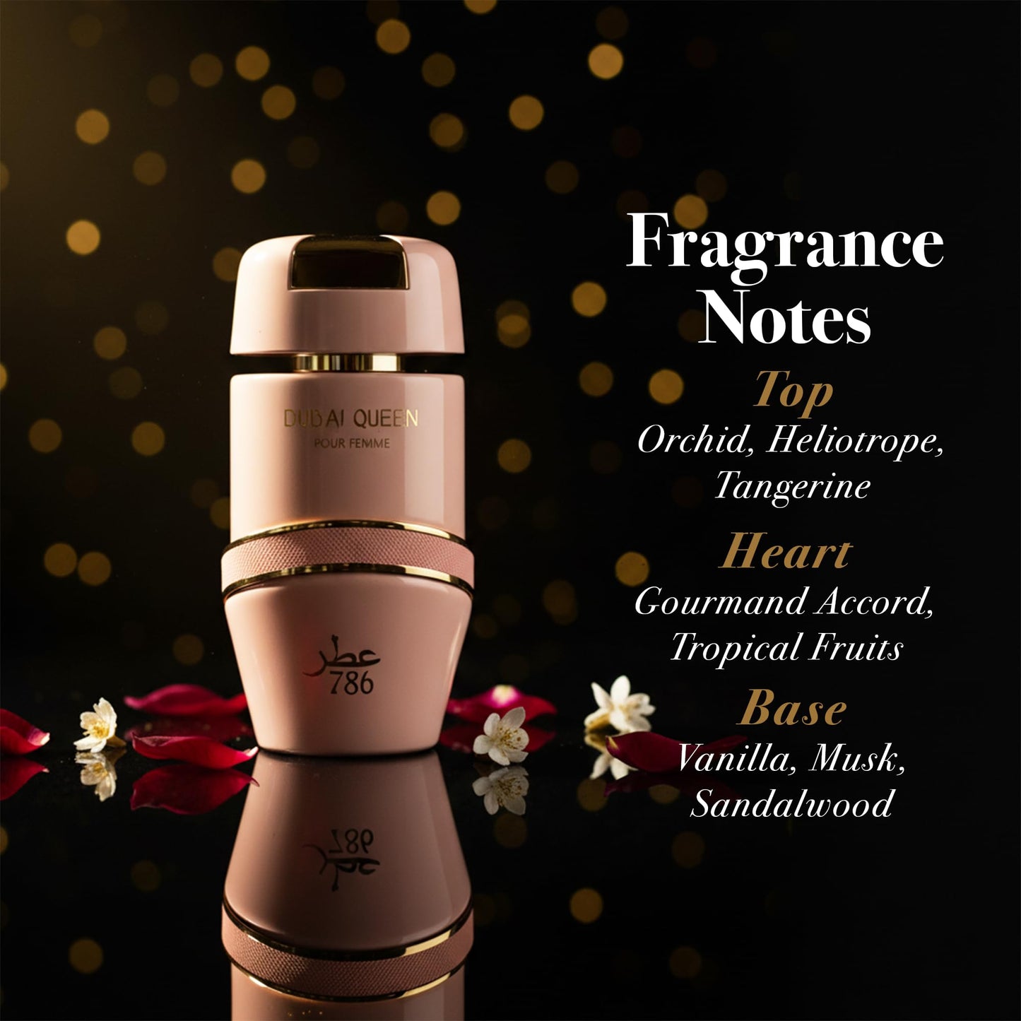Jo Milano Dubai Queen Eau De Parfum Spray | 3.4 oz (100ml) | Sweet, Vanilla, Powdery, Fruity, Musk, Floral Scent | Long Lasting Fragrance for Women