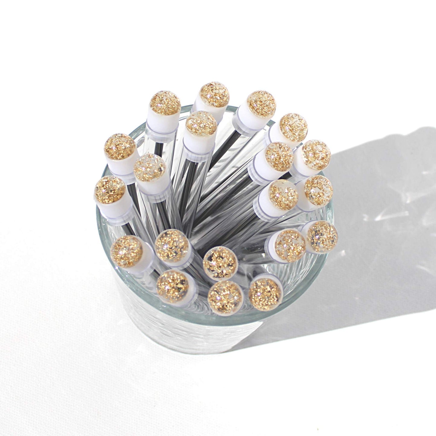 Lash Brush Wands | 20 Pack | Eyelash Extension Supplies | Disposable Lash Spoolie Brush | Gold Fleck Design
