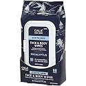 CALA for Men Cooling Face & Body Wipes, Eucalyptus Leaf Oil + Witch Hazel, Unscented Pre-Moistened Cleansing Tissues for Sweat & Grime, Soft Woven