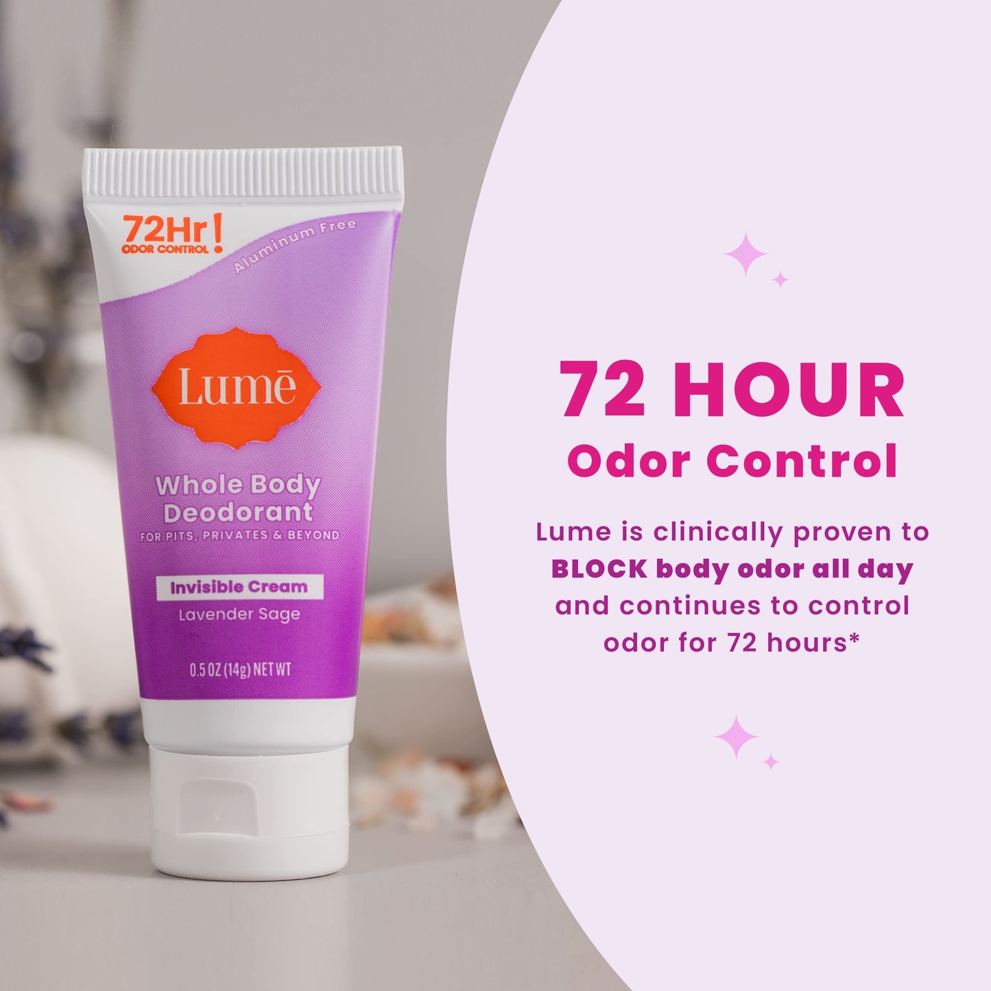 Lume Whole Body Deodorant 5 Pack Sampler - Invisible Cream Minis - 72 Hour Odor Control - Aluminum & Baking Soda Free