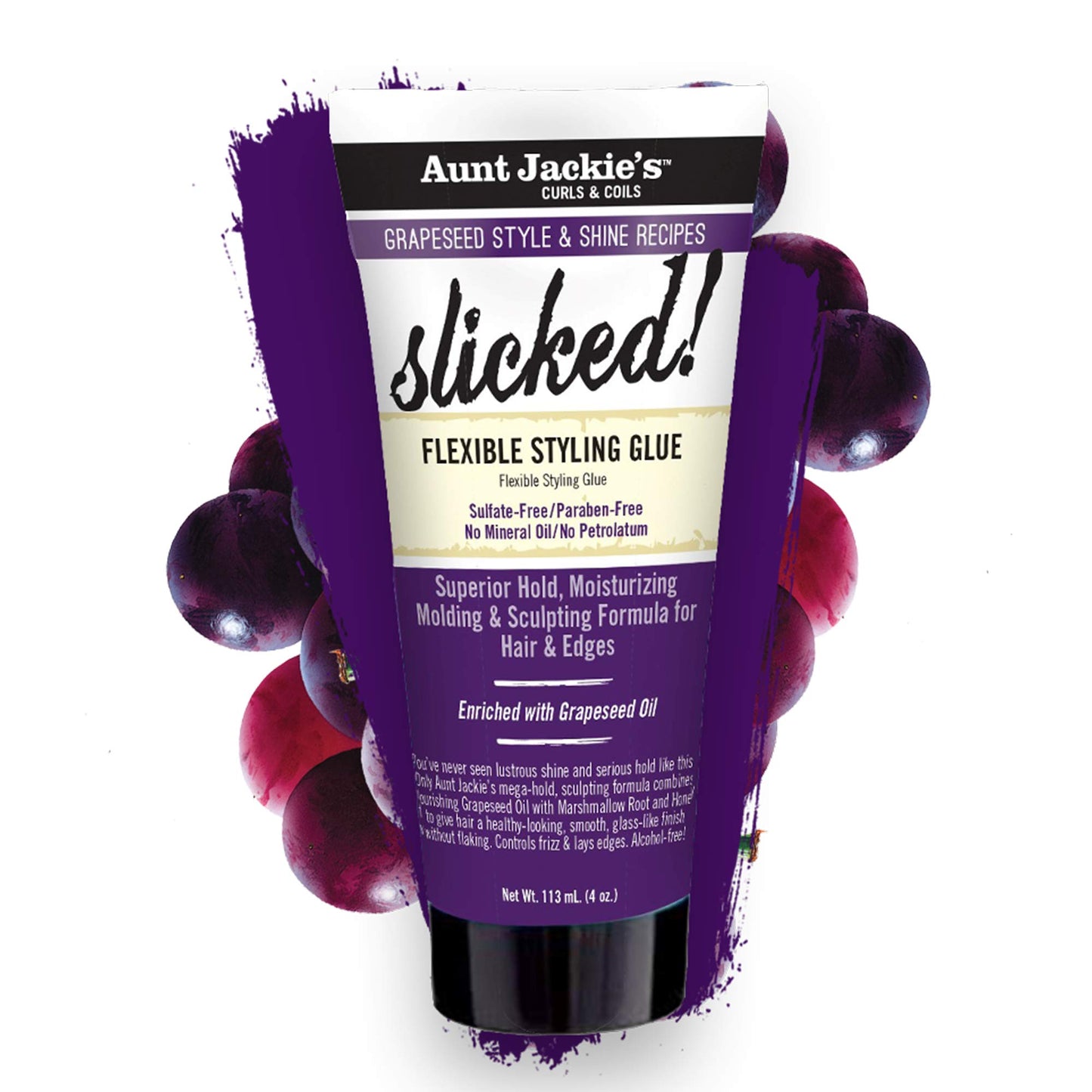 Aunt Jackie's Grapeseed Style and Shine Recipes Slicked Flexible Hair Styling Glue, Superior Hold, 4 Ounce Beauty and Personal Care Aunt Jackie's