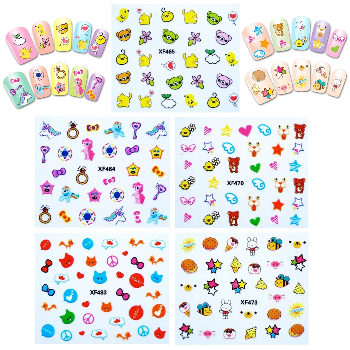 ALLYDREW Funky Cute Funky Patterns Nail Art Nail Stickers 3D Nail Decals, 10 Sheets (300+ Nail Stickers) Beauty & Personal Care allydrew