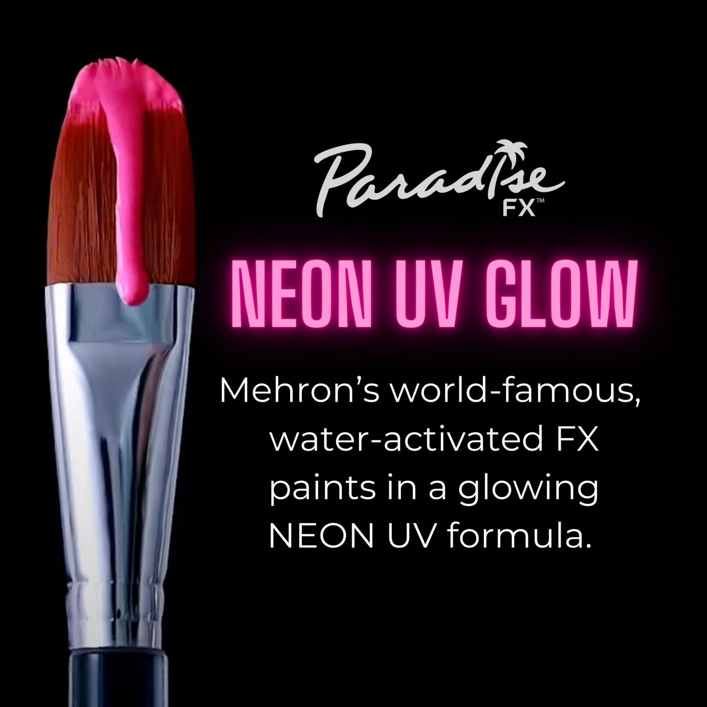 Mehron Paradise FX UV Neon Glow - Intergalactic - Neon Pink/Coral UV 0.25 oz | Pro Water-Activated Shimmer Paint for Raves, Costumes, SFX, Halloween