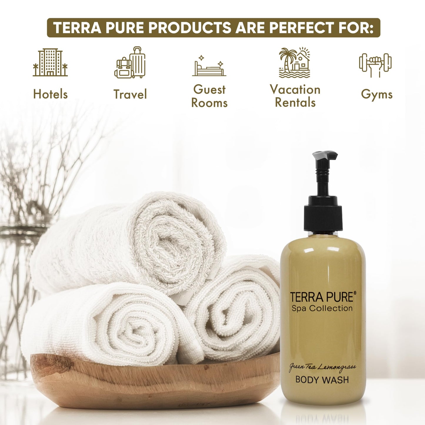 Terra Pure Body Wash | Spa Collection | Hotel Amenities in Pump Bottle | 10.14 oz. / 300 ml (Single Bottle)