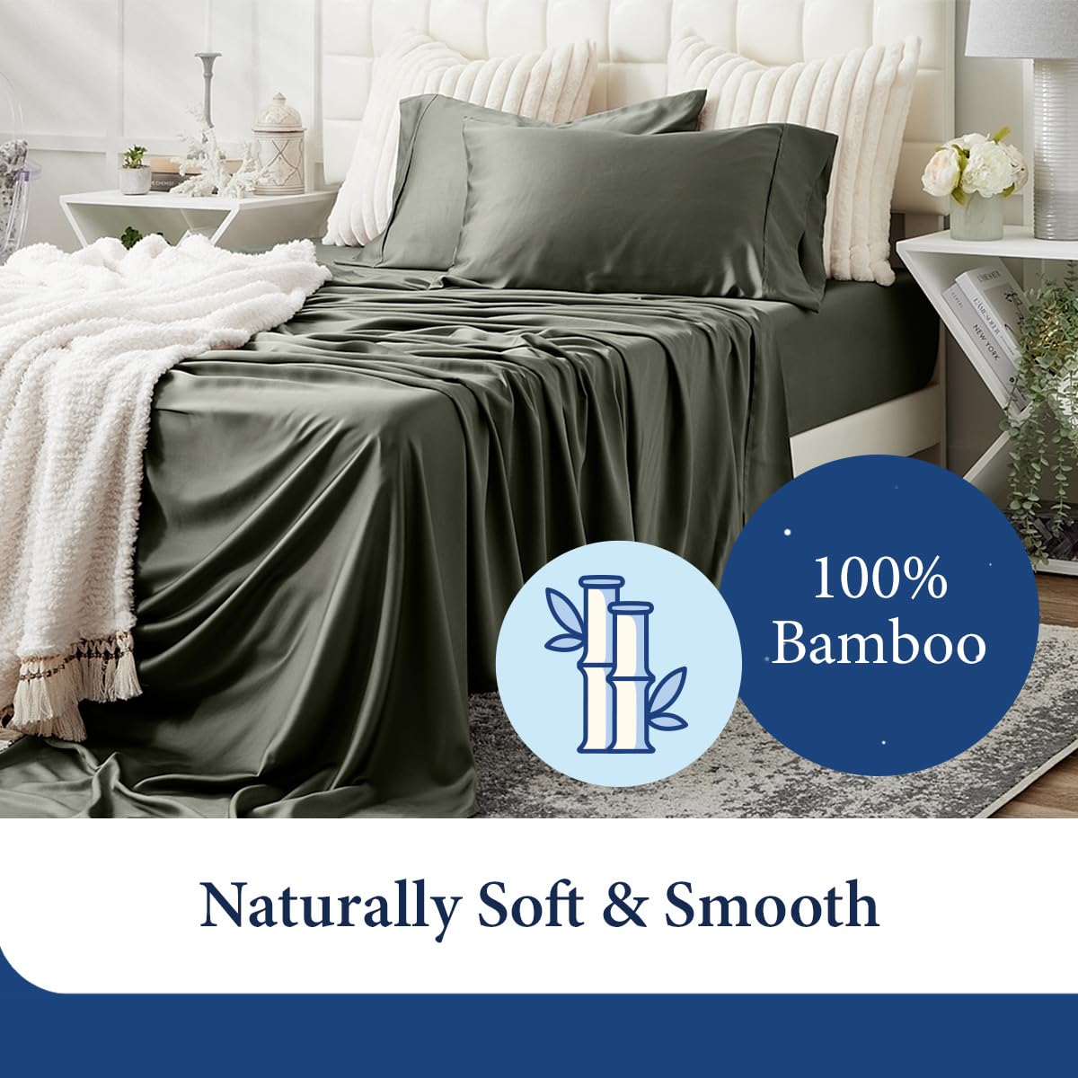 Cosy House Collection 100% Rayon Derived from Bamboo Pillowcase Set - Cooling, Breathable, Silky Soft 2-Piece Envelope Closure Pillow Case Cover Set