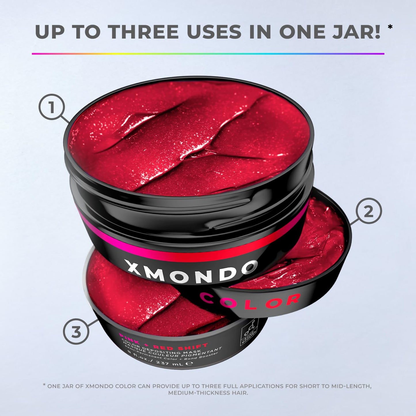 XMONDO Color Pink + Red Shade Shift Color Depositing Mask & Semi-Permanent Hair Dye | Infused with Bond Boosters & Hyaluronic Acid