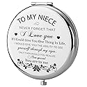 GAOLZIUY Niece Gifts Compact Mirror for Niece from Aunt, Silver Niece Compact Mirror, Birthday Gifts for Niece from Aunt Uncle for Niece’s Birthday