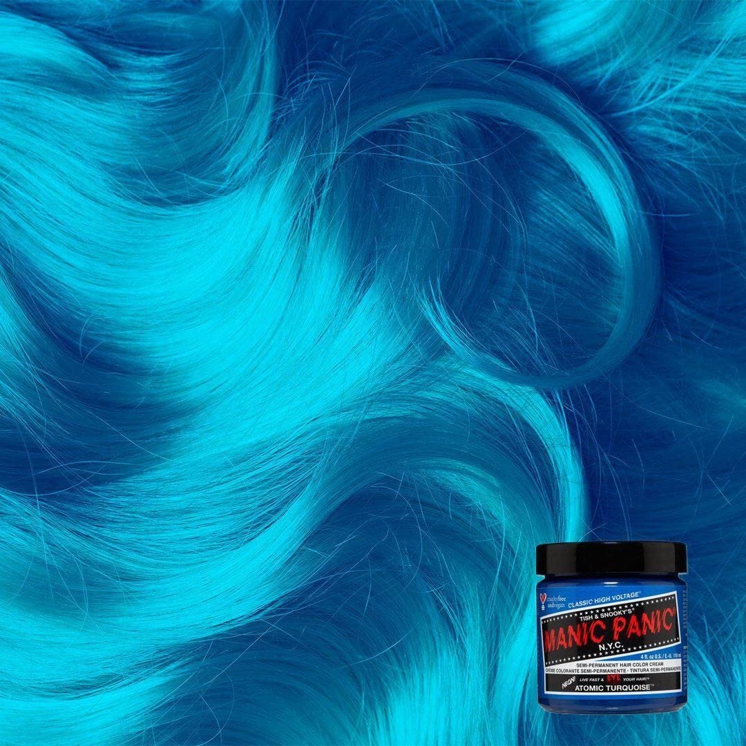 MANIC PANIC Classic Atomic Turquoise Semi Permanent Hair Color - Neon Aqua Blue Hair Dye for Women & Men That Lasts 4-6 Weeks - Vegan, Ammonia