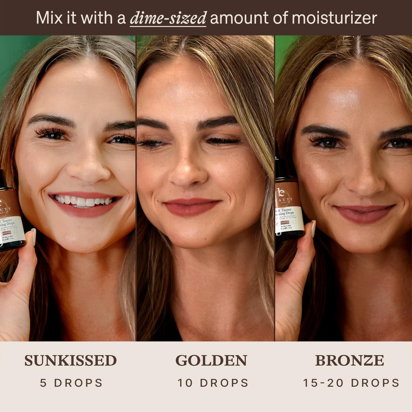 Self Tanning Drops - USA Made with Natural & Organic Ingredients, Medium Face Tanning Drops to Add to Lotion, Moisturizing Bronzing Tanner for Face Beauty and Personal Care Beauty by Earth