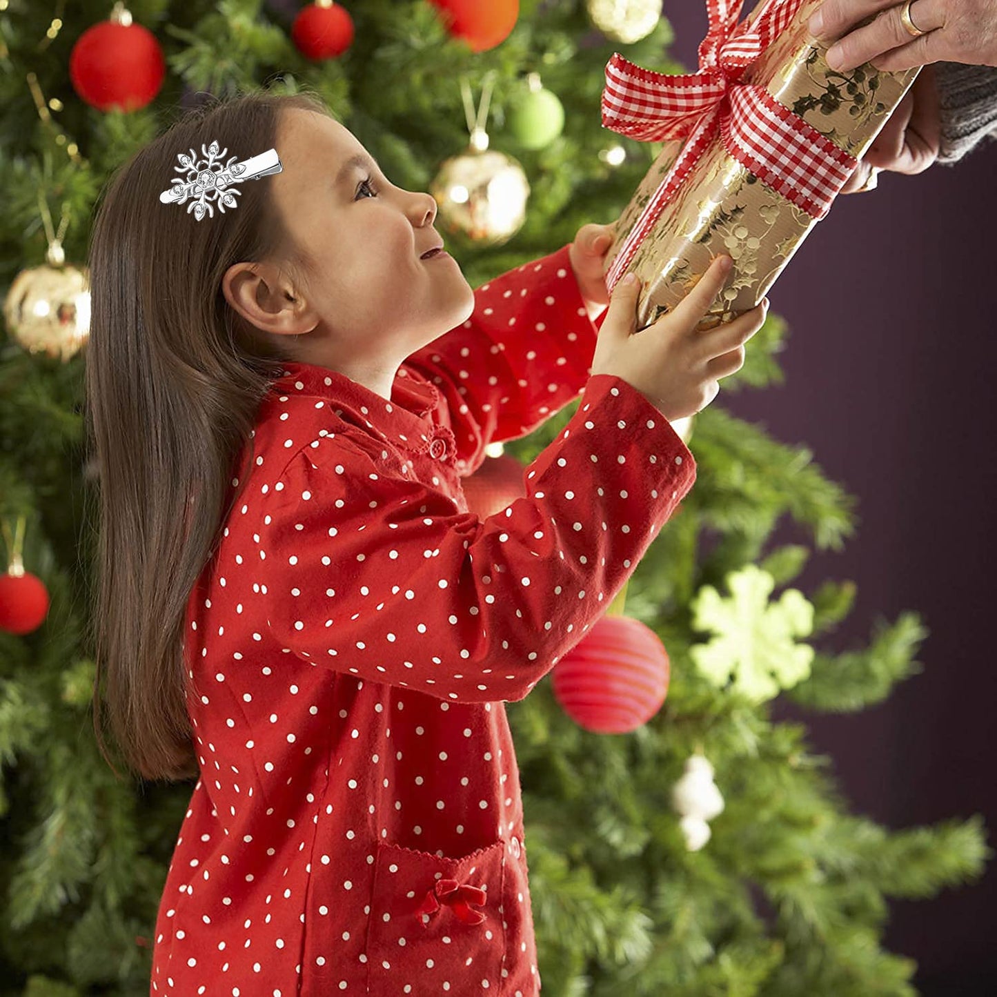 Boderier 10 Pack Snowflake Hair Clips Winter Christmas Rhinestone Snowflake Hairpin Hair Barrette Accessories Silver