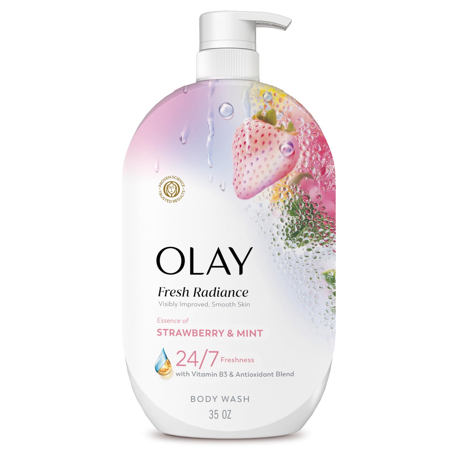 Olay Body Wash for Women, Fresh Radiance, 24/7 Skin-Loving Freshness, Visibly Radiant, Plant Based Cleansers, Vitamin B3 & Antioxidant Blend, For All