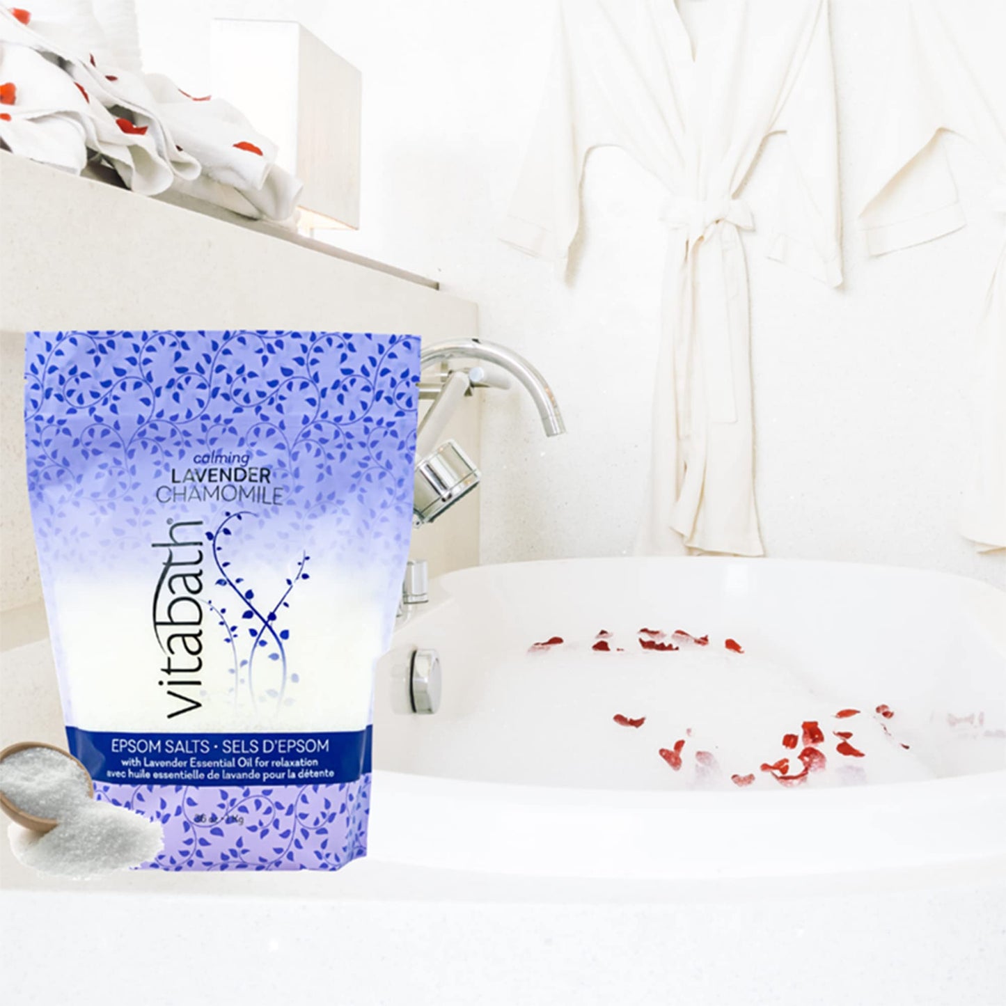 Vitabath Lavender Chamomile Epsom Salts Relaxing Detox Aromatherapy, Muscle Soreness & Body Ache Relieving Soak & Nourishing Skincare for Women & Men
