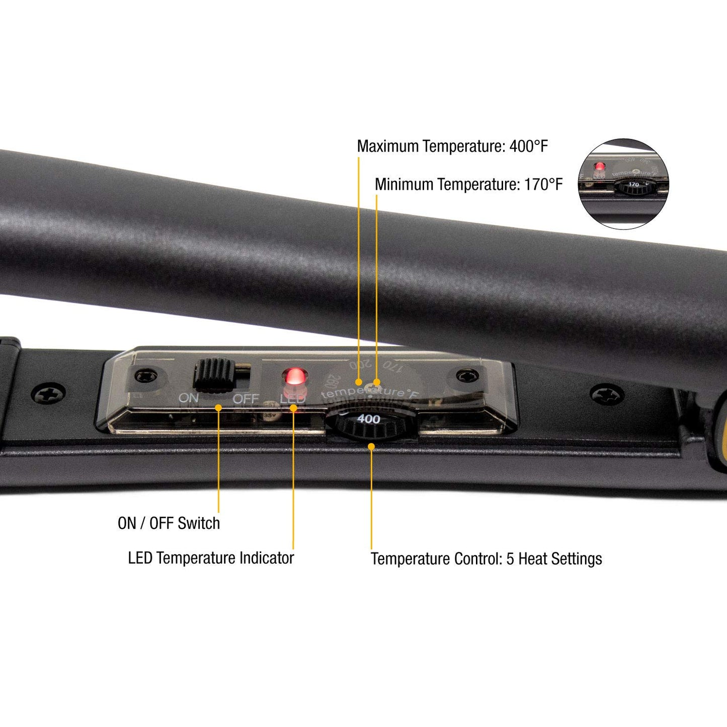 Infrashine Original Medium Flat Iron, 1 inch, Black - Ceramic Floating Plates for Smooth, Shiny, Frizz-Free Hair - 1 Year Warranty, Made in Korea