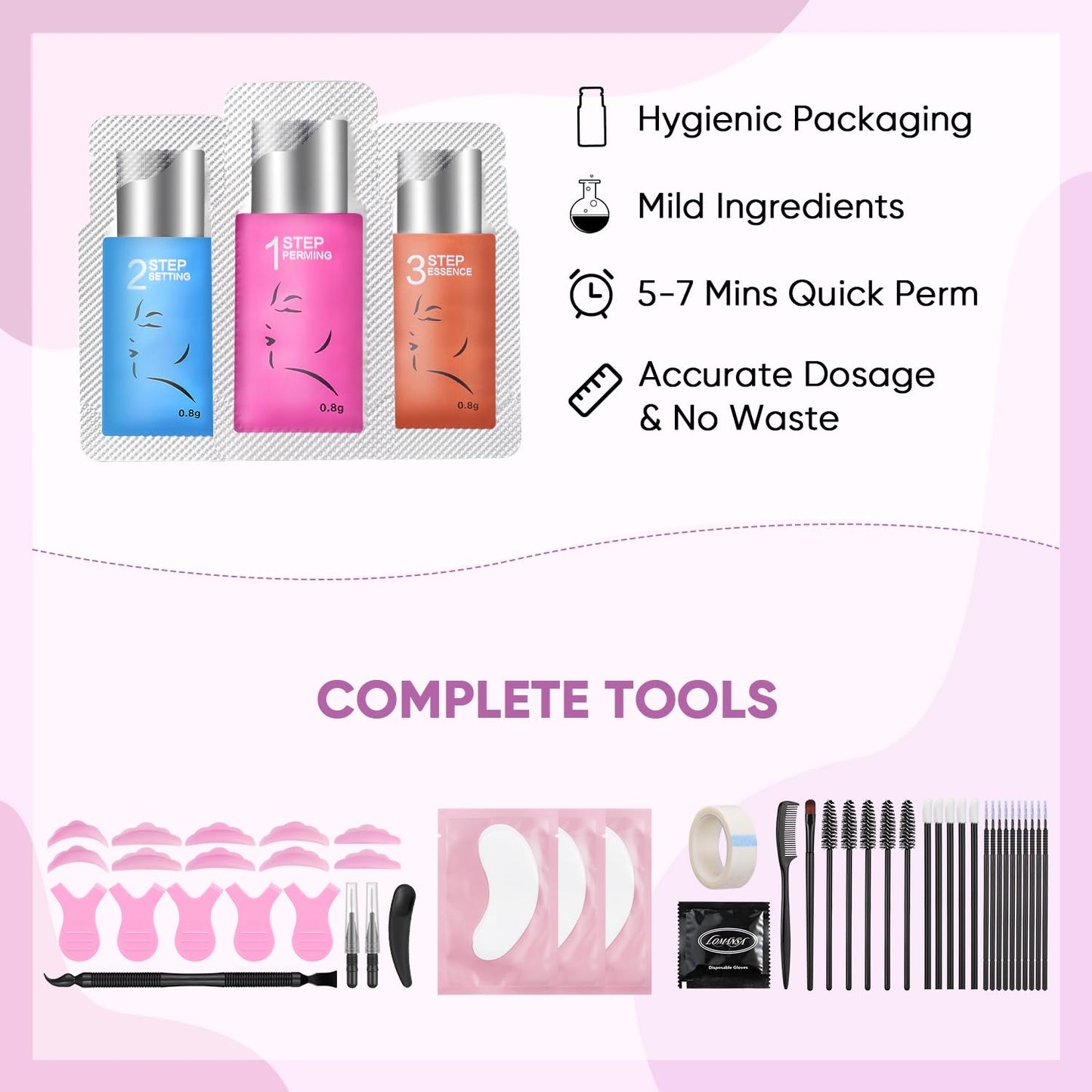 Lomansa Lash Lift Kit - Easy to Use Salon-Quality Eyelash Perm Kit with Full Tools