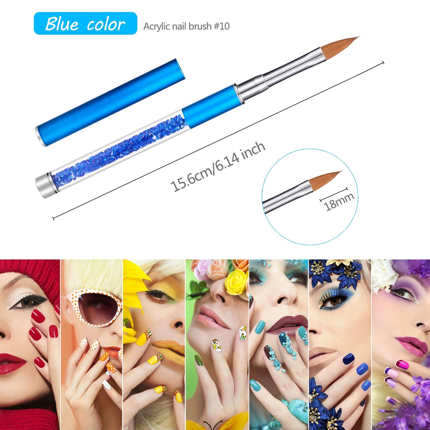 Honoson 5 Pieces Acrylic Nail Brush 3D Nail Brushes for Acrylic Flower UV Gel Pen Painting Tools Home DIY Salon Using Manicure Pen, Size 4, 6, 8, 10
