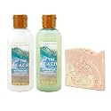 Bath & Body Works At The Beach Mini Hair Care Bundle - Shampoo and Conditioner With a Himalayan Salts Springs Sample Soap.