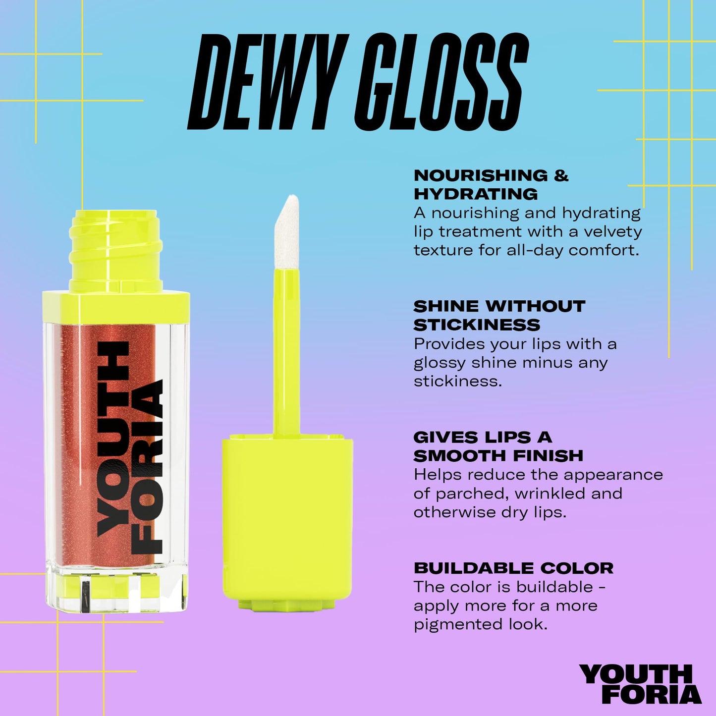 Youthforia Dewy Gloss, Hydrating & Nourishing Tinted Lip Oil For High Shine, Reduces Appearance Of Dry Lips, Vegan & Cruelty-Free, Play With Fire