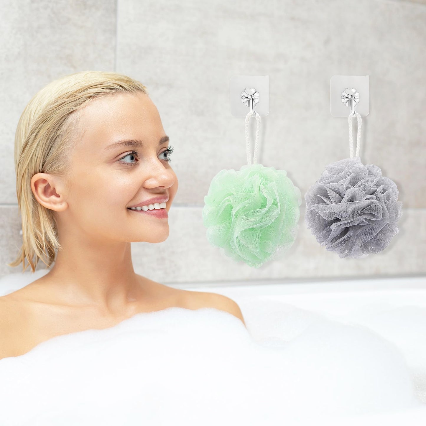 8 Small Mesh Pouf Bath Sponge - Mesh Loofah Body Exfoliating Shower Ball Shower Sponge