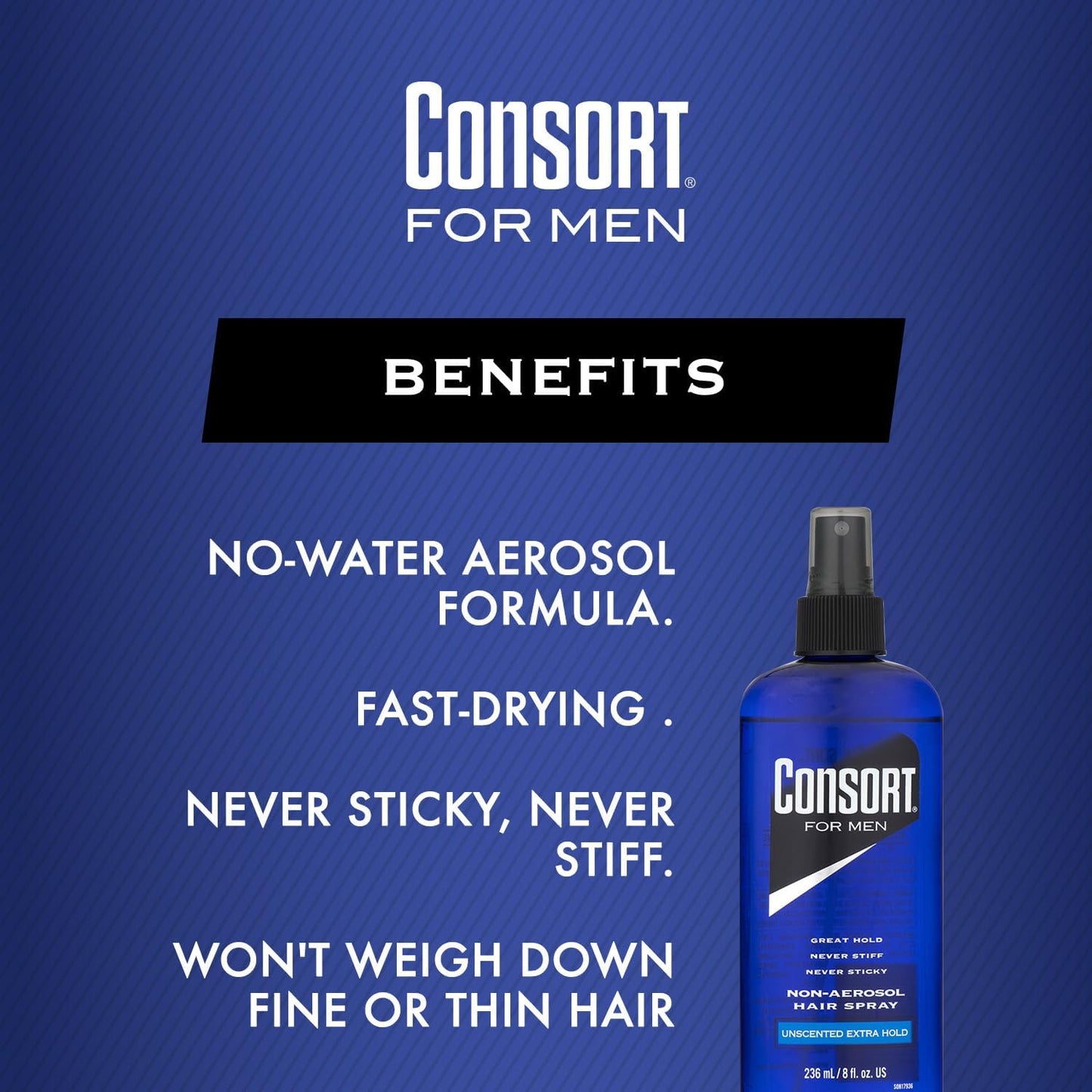 Consort for Men Unscented Extra Hold Non-aerosol Hair Spray 8 Oz( pack of 12)