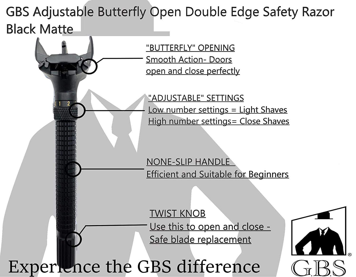 G.B.S Men's Shaving Set- Butterfly Open Double Edge Razor, Shave Brush with dual stand, Shaving Mug with Knob Handle, Natural Shave Soap, 10 Beauty and Personal Care G.B.S