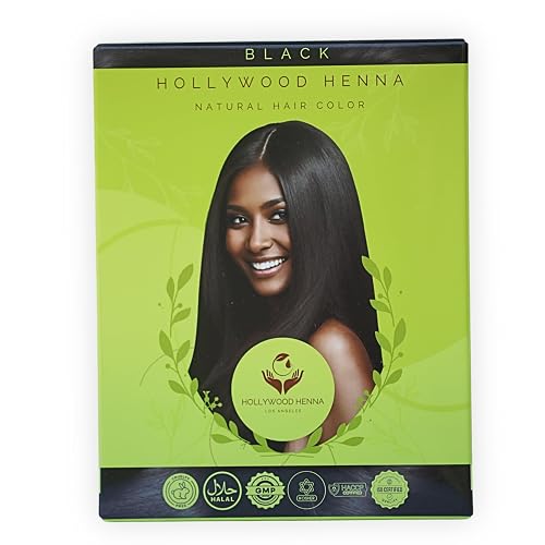 Hollywood Henna Hair Color Kit (Black) Organic Color Hair Beard Dye (Pack of 1-100g) Henna Based Hair Colors with Pure Herbs Free Chemicals Long