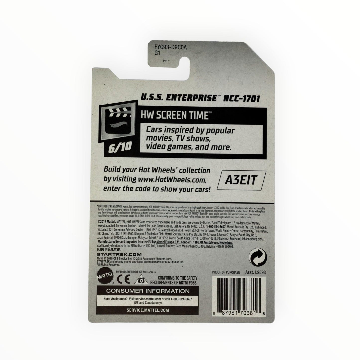 Hot Wheels U.S.S. Enterprise NCC 1701 Vehicle