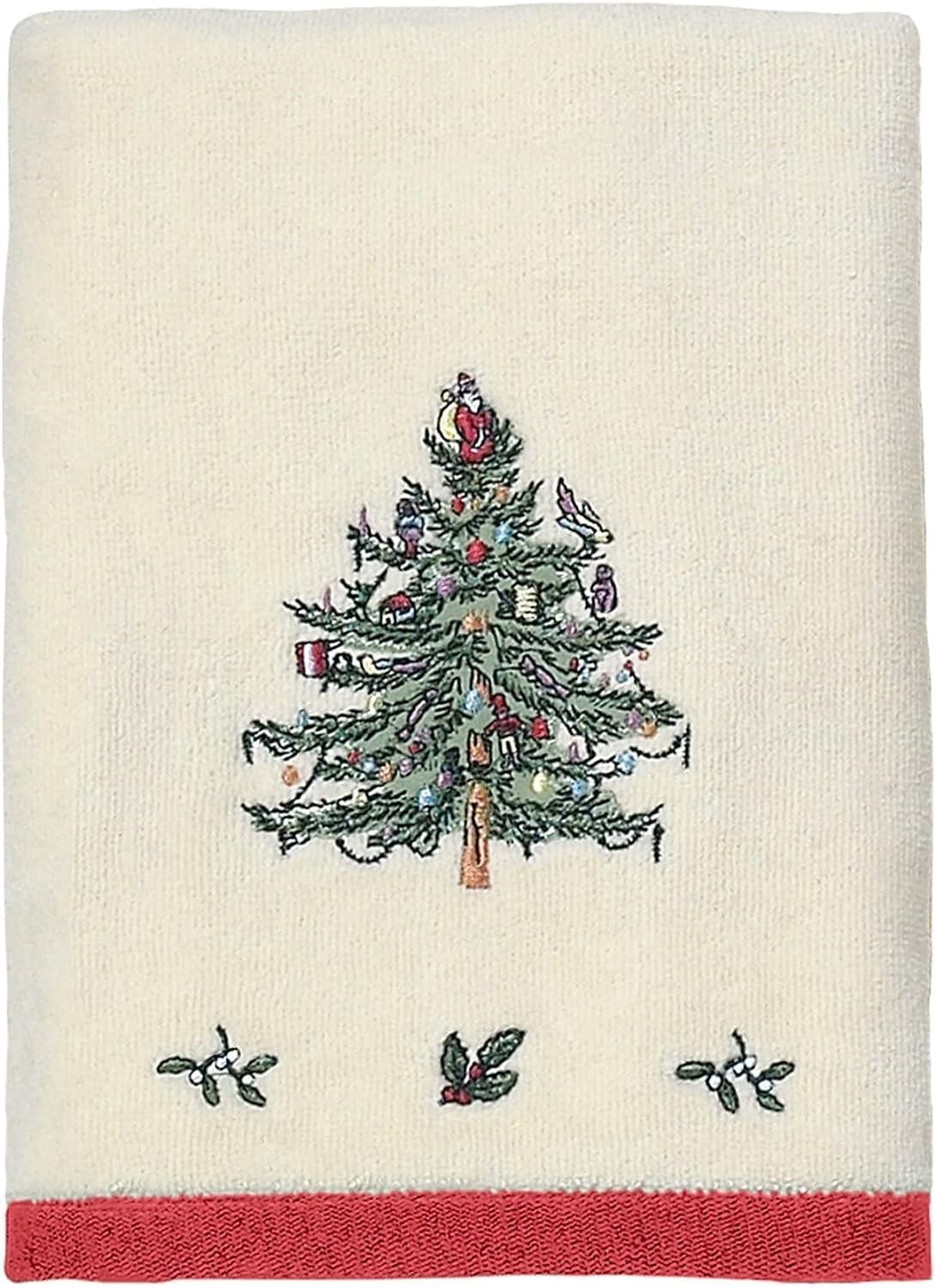 Spode - Hand Towel, Soft & Absorbent Cotton, Holiday Bathroom Decor (Spode Christmas Tree Collection)