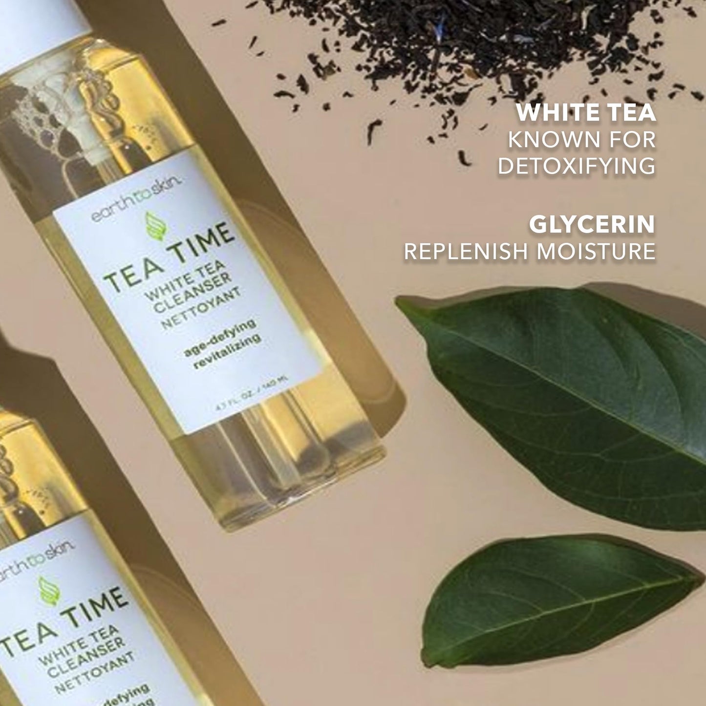 Earth To Skin Tea Time White Tea Face Cleanser - Antioxidant-Rich Daily Face Wash with Glycerin - 4.7 fl oz