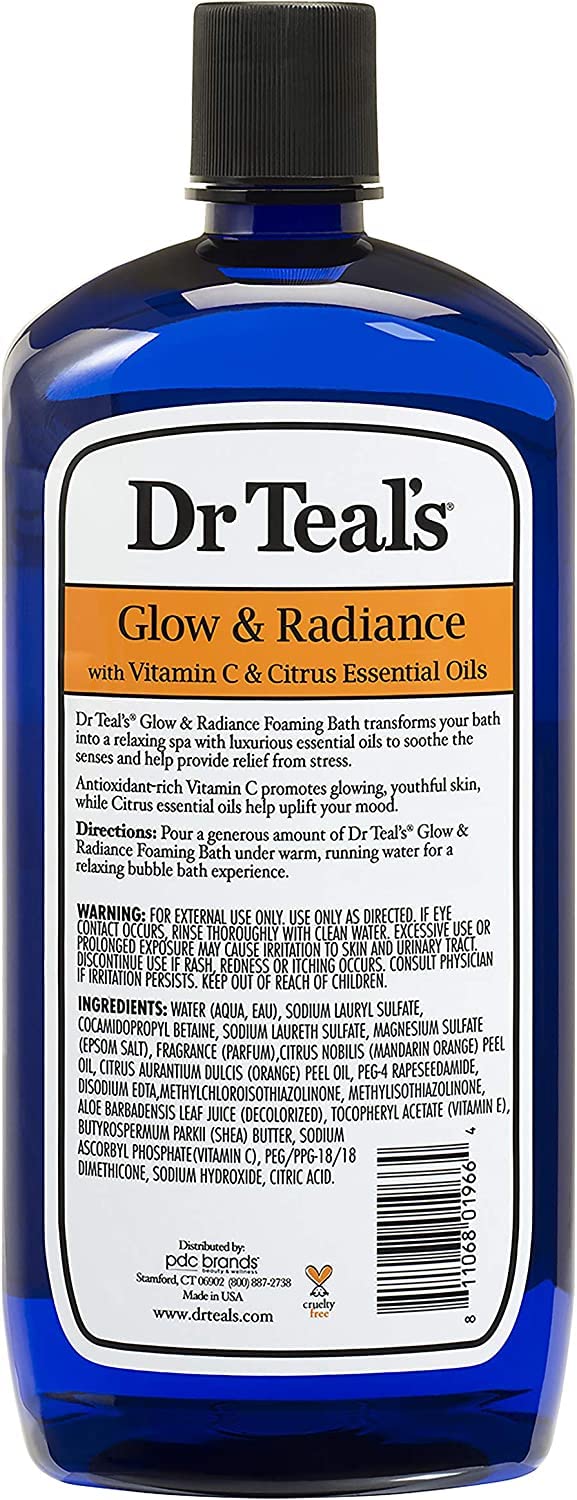 Dr. Teal's Foaming Bath Variety Gift Set (2 Pack, 34oz Ea.) - Soothe & Sleep Lavender, Glow & Radiance Vitamin C and Citrus - Essential Oils Blended Beauty and Personal Care Dr Teal's