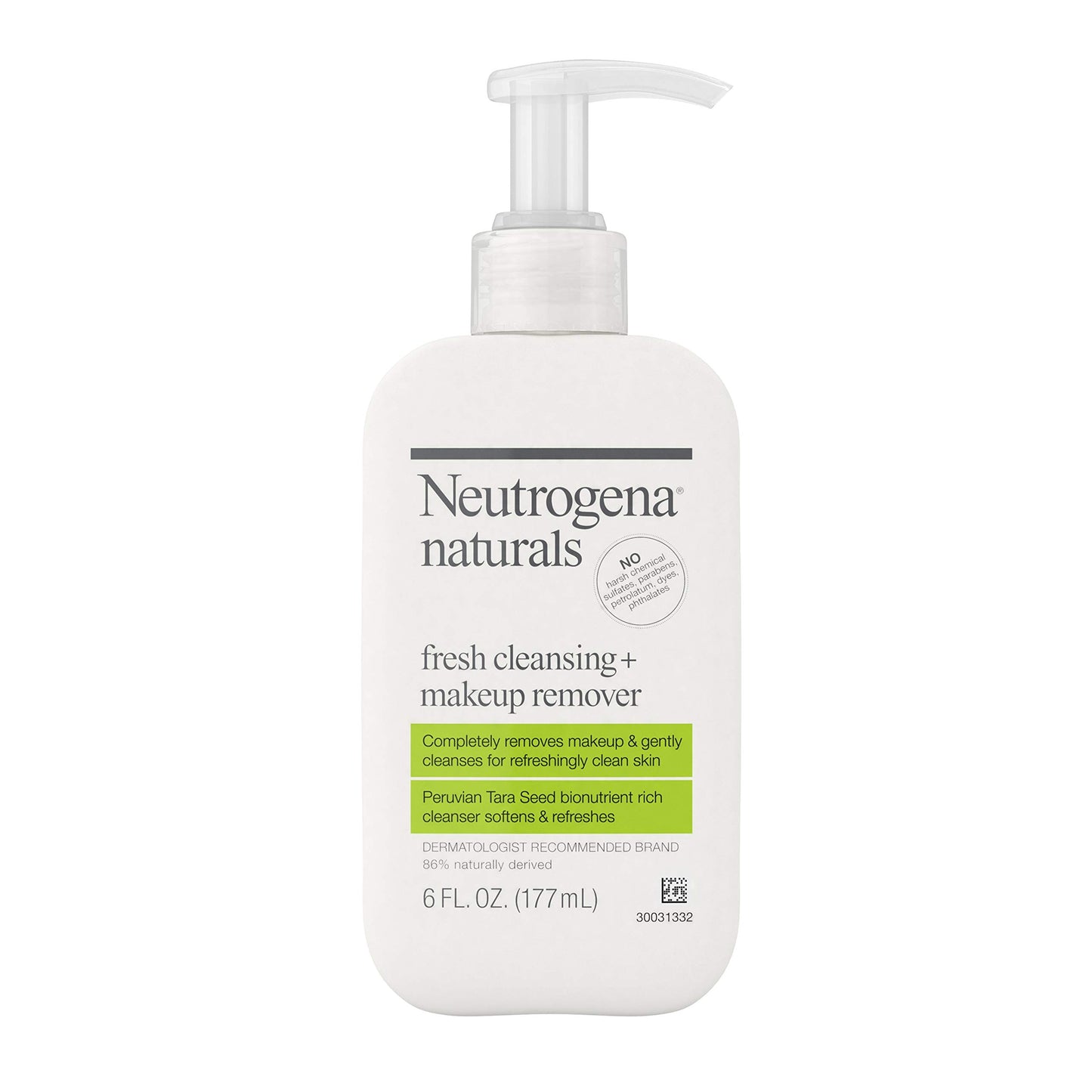 Neutrogena Naturals Fresh Cleansing Daily Face Wash + Makeup Remover with Naturally-Derived Peruvian Tara Seed, Hypoallergenic, Non-Comedogenic