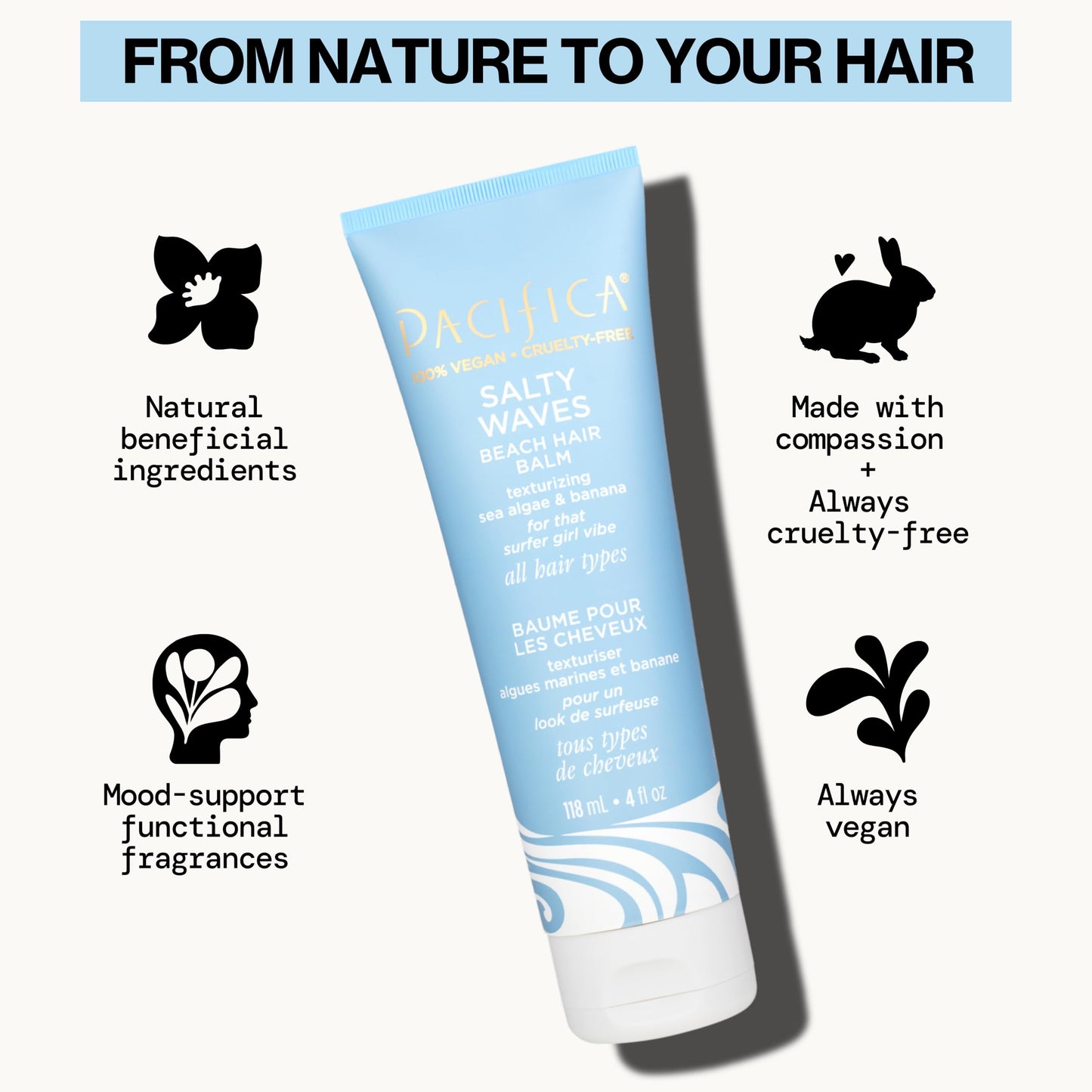 Pacifica Salty Waves Beach Hair Balm by Pacifica for Unisex - 4 oz Balm